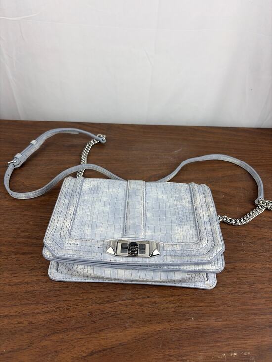 Rebecca Minkoff Handbags - Rebecca Minkoff Small Love Crossbody Bag Silver Croc Embossed Leather